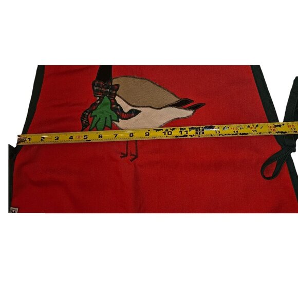 Vintage Mullens Smock Apron With Goose Embroidery Red/Black Adjustable Size - Picture 3 of 10